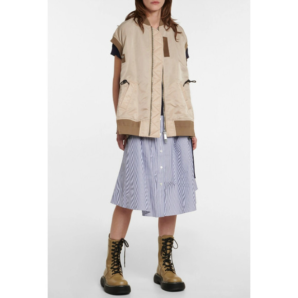 *SOLD* Shirt Dress Striped Cotton Poplin Hybrid Rib Knit Short Sleeve - Picture 13 of 13